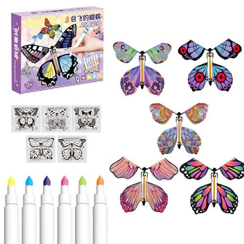 Butterfly Flying Butterfly Craft Kit, Flying Toy | Wrap Toy Card Powered by Elastic Band - Magic Fairy Butterfly, Spring and Wind Up Toys for