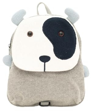 CROCHETTS – Gehäkelter Kinderrucksack Hund | Baby- & Kinderrucksack aus 100% Naturbaumwolle | Weiches, hypoallergenes Tierdesign | Verstellbare Träger & Kordelzug | Originelles Kindergeschenk