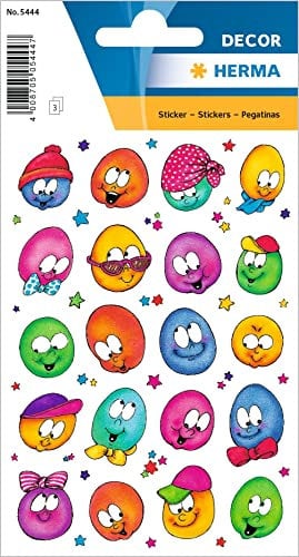 HERMA 5444 Aufkleber Smiley klein groß, 60 Stück, Belohnung Sticker mit lustigen Emoji Gesicht Motiv, Kinder Etiketten für Schule Grundschule Schüler Tagebuch Scrapbooking Geburtstag Deko DIY Basteln