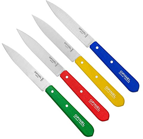 Opinel OP01233 Messerblock, BuchenholzOpinel Küchenmesser, Set mit 4 Messern,, Edelstahl, mehrfarbig, 19.3 x 2 x 1 cm, 4-Einheiten