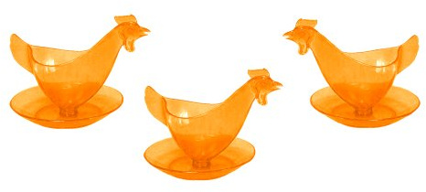 Sonja PLASTIC Eierbecher Huhn in 3er Set Leuchtorange, Hühnereierbecher