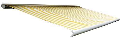 Mendler Elektrische Kassettenmarkise T124, Markise Vollkassette 5x3m - Acryl Gelb/Weiß