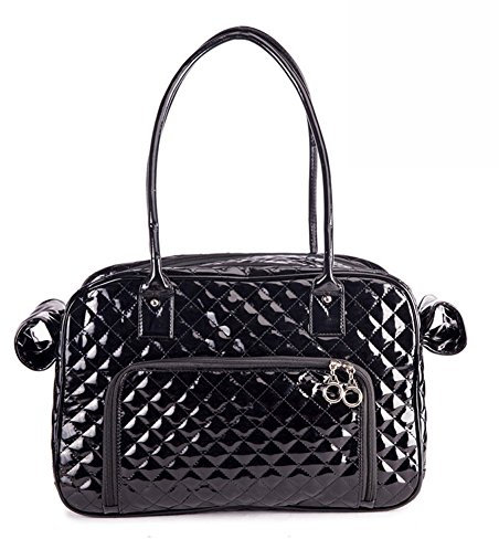 Fumeepro Haustier Hund Träger, Zwei große Rückentaschen, Hundetaschen Tote Tasche Mode PU Leder Handtasche Reisegeldbörse (Schwarz)