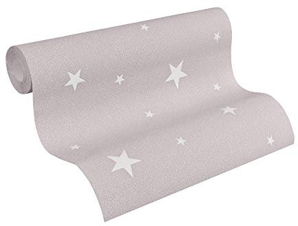 A.S. Création Day & Night Vliestapete mit Sternen 0,53 x 10,05 m – Braun, Grau – Kinderzimmer Tapete leuchtet im Dunkeln Made in Germany – 324402
