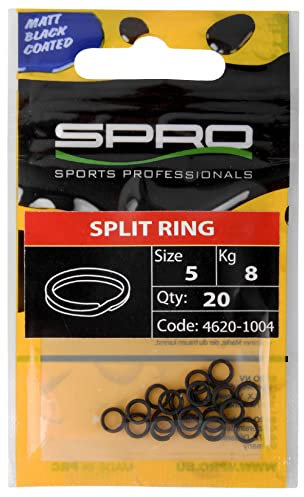 Spro Matt Black Splitring - Sprengringe für Kunstköder, Springringe zum Hakenwechsel, Ringe für Angelhaken, Befestigungsring, Größe/Tragkraft/Packungsinhalt:Gr. 5 / 8kg / 20 Stück