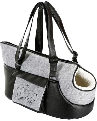 Kerbl Tragetasche Chiara (Farbe Schwarz/Grau, L x B x H 46 x 23 x 25 cm, mit weichem Innenfutter, Kissen waschbar) 80363