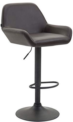 CLP Barhocker Braga Kunstlederbezug I Höhenverstellbarer Barstuhl Mit Metallgestell I Thekenhocker Mit Integrierter Fußstütze Farbe braun Gestell Farbe schwarz