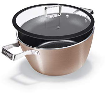 Moneta Rosegold Diamant Kasserolle 20 cm mit Deckel, Aluminium, Edelstahl, Kupferfarben