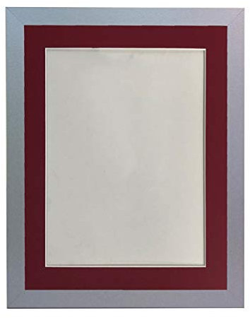 FRAMES BY POST Marco de fotos y póster H7 plateado con paspartú rojo, 60 x 80 cm, tamaño de la imagen 50 x 70 cm, cristal de plástico