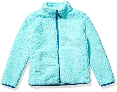Amazon Essentials Giacca con Cerniera Integrale in Pile Sherpa Bambine e Ragazze, Blu Acqua, 8 Anni
