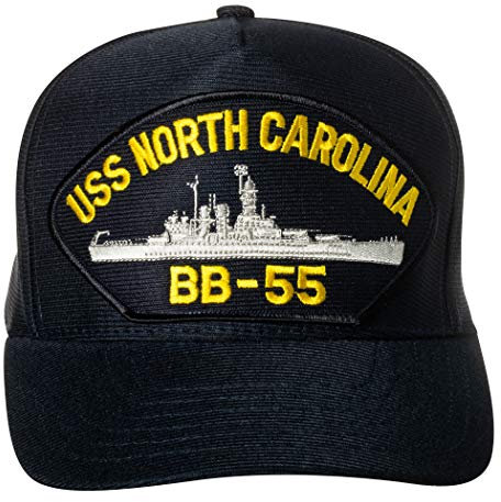 United States Navy USS North Carolina BB-55 Battleship Emblem Patch Hat Navy Blue Baseball Cap, Marineblau, Einheitsgröße