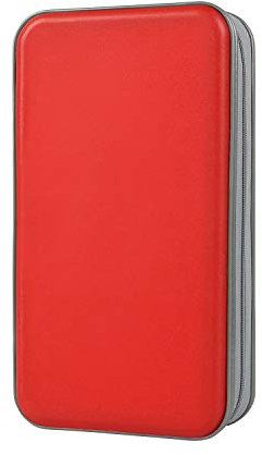 Alachi EU Porta CD Custodia, Plastica Dura da 96 Capacità Porta CD Borsa Custodia CD Auto Protettiva Portafoglio Organizer (96 Capacità, Rosso)