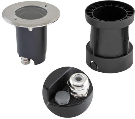 EVN LED-Boden-Einbauleuchte GU10 Hochvolt-Halogenlampe Edelstahl, Schwarz, Modern, Indoor, Outdoor, Bodenmontage, Touchsteuerung, Wasserfest, G-Umrüstung, 1 Stk.