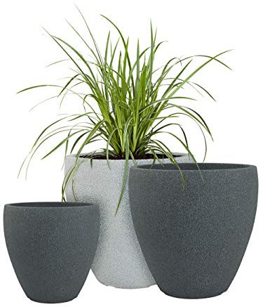 Pflanzwerk® Jardinera Fibra de Vidrio Cup Plástico Ø56cm Gris *Maceta a Prueba de heladas* *Protección UV* *Calidad Europeo*