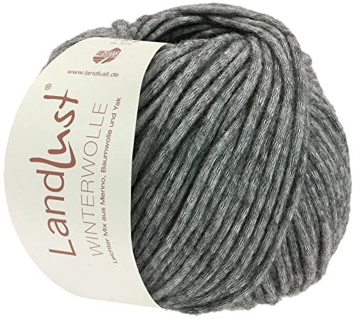 LANA GROSSA Landlust Winterwolle | Soffilo mit Yakfasern | Handstrickgarn aus 50% Schurwolle (Merino), 35% Baumwolle & 15% Yak | 50g Wolle zum Stricken & Häkeln | 70m Garn FB8