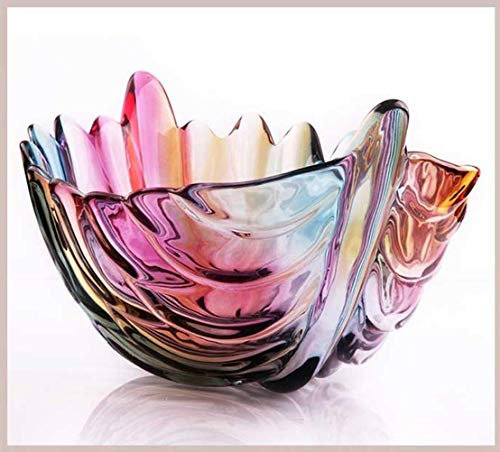 Corbeille à Fruits Support Cupcakes Saladier sans plomb verre Fruit plaque de verre brillant Feuille Fruit Seau fruits secs Fruit Basket Fruit Bowl Plate Fruit (Color : B)