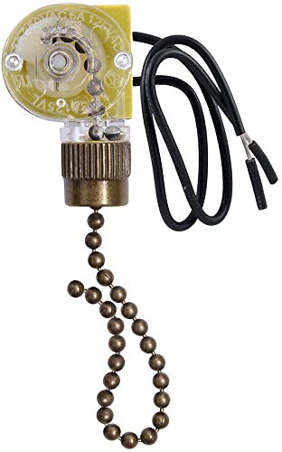 Ceiling Fan Switch Zing Ear ZE-109,Two-Wire On-Off Light Switch for Hunter Ceiling Fans Lamp and Wall Lights Replacement (Bronze Pull Chain)