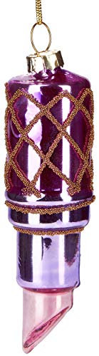 BRUBAKER Lippenstift Pink - Handbemalte Weihnachtskugel aus Glas - Mundgeblasener Christbaumschmuck Figuren lustig Deko Anhänger Baumkugel - 10 cm
