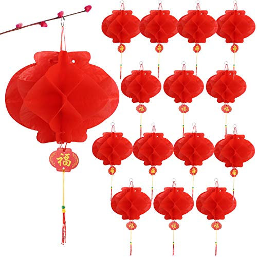 30 Farolillos Chinos de Papel 15cm Faroles Rojos Linternas Colgantes para Decoración Chinese Newyear Año Nuevo Chino Boda Fiesta