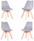 GrandCA HOME Lot de 4 Chaises de Salle à Manger Scandinaves avec Assise Rembourrée et Pieds en Bois en Métal, Chaises de Cuisine pour Chambre, Salon, Gris