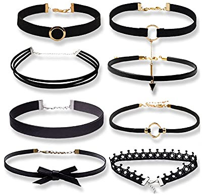 Hachera 8PCS Collier Gothique, Ensemble de Collier Ras de Cou, Collie Ras de Cou en Velours, Collier Choker, Collier Ras de Cou, Colliers Ras de Cou Ruban, Collier Choker, pour Femmes Filles