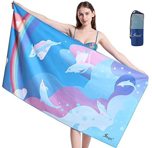 JMQYS Mikrofaser Strandtuch Handtücher Schnelltrocknend-Ultra Leicht Sandfreies Damen Mädchen Tragbares XXL Campinghandtuch Badehandtuch -Perfekt für Fitness Reisen Sport Wandern Outdoor Sauna Yoga