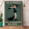 Hexe schwarze Katze in einer Welt voller Prinzessinnen Be A Witch Poster Retro Blechschild Metallschild Vintage Plakette Metall Blechschild Wanddekoration für Zuhause Küche Garage Bar Pub Geschenk