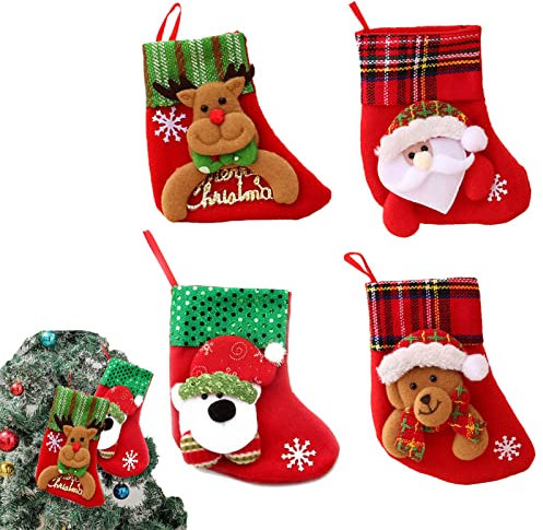 Queerelele Weihnachtsstrümpfe Nikolausstrumpf Stickerei Weihnachtsstrumpf Kamin zum Aufhängen für Wand, Kamin, Treppe, Befüllen und Aufhängen Weihnachtsdeko, Weihnachten Süßigkeiten Geschenk Beutel