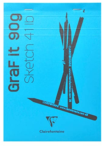 Clairefontaine 96672C - Packung mit 10 Skizzenblöcken GRAF IT, DIN A5 14,8x21cm, kopfseitig geheftet, 80 Blatt 90g, Blanko, Hellblau, 1 Pack