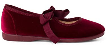 Pisamonas Scarpe Cinturino in Velluto con Fiocco di Faglia per Bambine Misurare 35 Colore Bordeaux