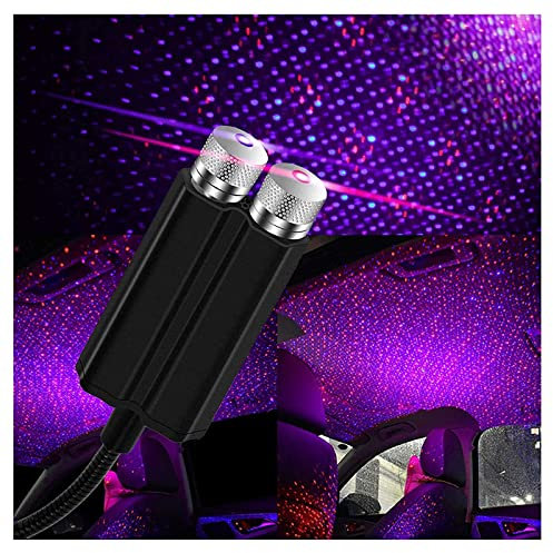 Hehimin USB Night Light-Mini USB LED Car Interior Roof Star Night Light Projector Atmosphere Galaxy Lamp,Plug and Play USB Star Night Light (Red-Purple)