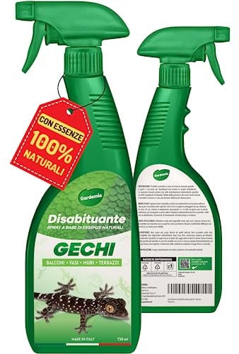 Gardemia Disabituante Anti Gechi 750ml Spray Sgradito Azione Naturale Barriera Vegetale Che Disabitua Lucertole Rettili Casa Balcone Dissuasore Alternativa Eco a Repellente Veleno Naftalina Trappole