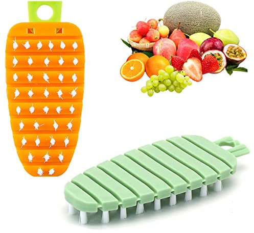 2 Pack Fruit and Vegetable Cleaning Brush Veggie Brush Scrubber Fruit Vegetable Brush Flexible Bendable for Carrot Potato Radish Corn Kitchen Cleaning Gadget(Orange, Green)