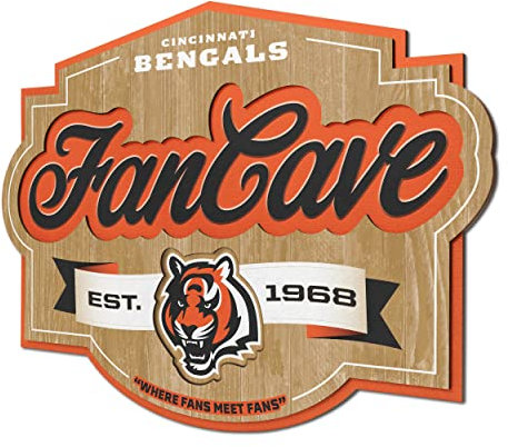 YouTheFan NFL Cincinnati Bengals Fanhöhle Schild: Fanartikel, 12.5 x 17 Zoll, Acryl, Wandmontage