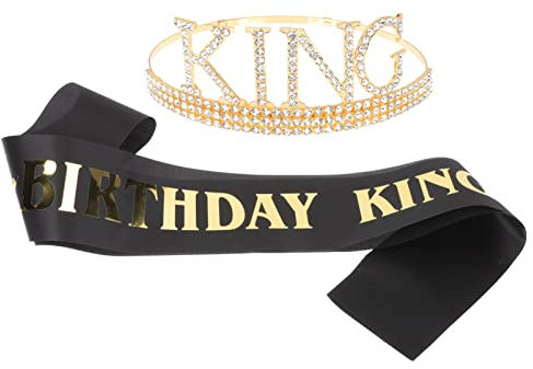 Abaodam 1 Set Birthday Sash Und Tiara Kit Strass King Crown Geburtstag Tiara Geburtstagsfeier Schärpe für Geburtstagsfeier Bevorzugt Foto- Requisiten