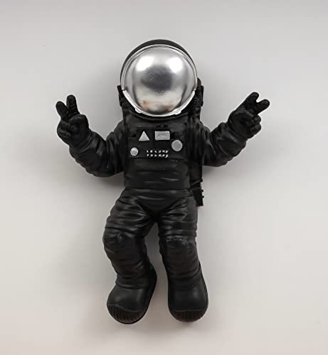 furni24 Astronaut-Wandbüste, Unbedeutende Wanddekorations-Skulptur, Astronaut Statue in 3D – No Gravity, Hängende Deko, Weltraum Hintergrund (Farbe:Schwarz)