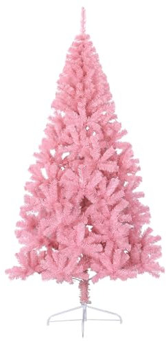 vidaXL Künstlicher Halb Weihnachtsbaum mit Ständer Christbaum Tannenbaum Dekobaum Kunstbaum Weihnachten Dekoration Weihnachtsdeko Rosa 180cm PVC