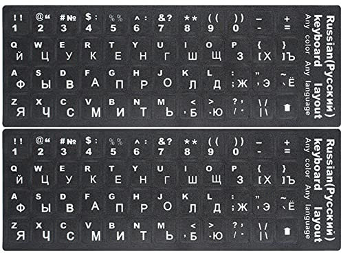 Keyboard Stickers 2pcs Russian Replacement Black Letter Alphabet Sticker for Keyboard Laptop Desktop PC Accessories