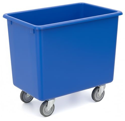 Horison Industries Mobile Bottle Plastic Bin, Blue, 200L, 830x760x455mm | Trolley On Wheels, Glass, Recycling Bins, Bottle Skips for Home Bar, Outdoor Bars & Hotels, Heavy Duty Plastic Storage Boxes