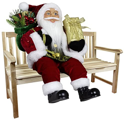 Christmas Paradise Sitzender Weihnachtsmann 45cm Deko-Figur Kantenhocker Santa Nikolaus (Modell Thoralf)