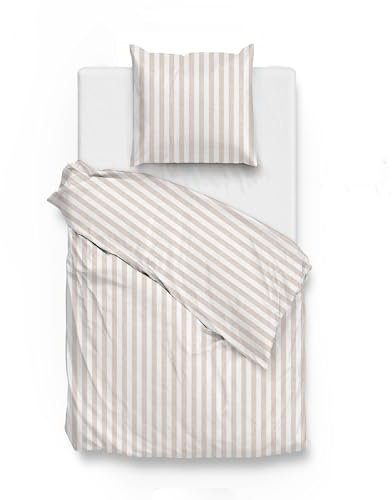 Heckett Lane ZO Home Satin Bettwäsche Banda DI LINO, 100% Baumwolle, Verschiedene Größen, Sandy beige, Größe:155x220 cm + 80x80 cm