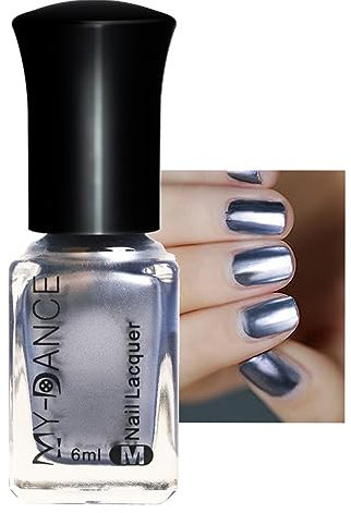 Metallic Nail Polish, Mirror Effect Blue Nail Varnish Quick Dry & 7 Days Long Lasting Nail Paint Metal Gloss Nails Lacquer Non Toxic Formula for Women DIY Home Manicure (6ml)