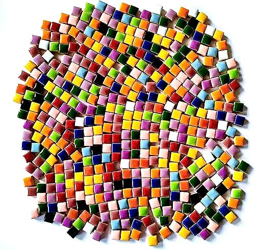 BTMIEY Carreaux de mosaïque en céramique aléatoires pour loisirs créatifs, assiettes, pots de fleurs, vases, tasses, fournitures de fabrication de mosaïque (1 cm carré)