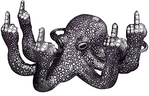 Oktopus-Statue, Mittelfinger-Schreibtischdekoration, Heimbüro-Dekoration, niedliche Raumdekoration, lustige Geschenke, verschiedene Aquarium-Dekoration (schwarz)