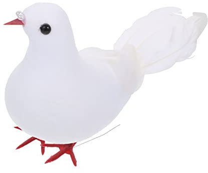 Amosfun 1stk Simulierte Friedenstaube Gartenhandwerk-Ornamente Tiere Taube Figur Christbaumschmuck Balancierender Vogel Weihnachtsbaum-Vogel-Ornament Vögel Kardinal Schaum Weiß Künstlich