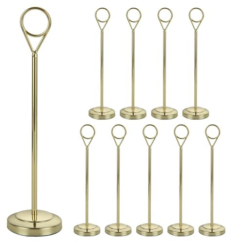 LDHHYH 10PCS Table Number Holders for Weddings, 7.8 Inch Table Place Name Holders, Gold Photo Name Card Holders, Table Number Stands for Party Reception Office Restaurant Table Setting