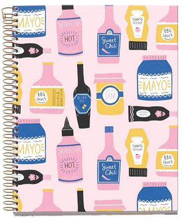 Miquelrius - Notebook A5 (148 x 210 mm), kariert 5 mm, 120 Blatt 70 g/m², Kartoneinband, 4 farbige Streifen, Kupferspirale, Kollektion Foodie Lovers, Kitchen