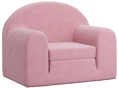 vidaXL Schlafsofa für Kinder, 2-in-1 Kindersofa mit Schlaffunktion, Kindersessel Sofa Abnehmbarer Bezug, Kindercouch Couch Kindermöbel, Rosa Weich Plüsch