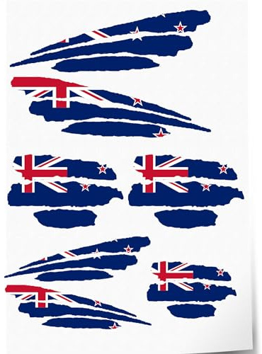 Indigos UG Aufkleber Neuseeland - 7 Autoaufkleber - Flagge - Fahne mit 3 Streifen - selbstklebende Fahnen für Heckscheibe, Modellbau, Sport, Motorrad, Auto, Tuning, Fenster, Kofferraum