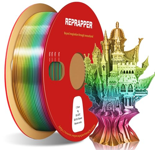 RepRapper PLA Filament 1.75mm, Makaron Multicolor Rainbow Silk PLA 1KG für 3D Drucker